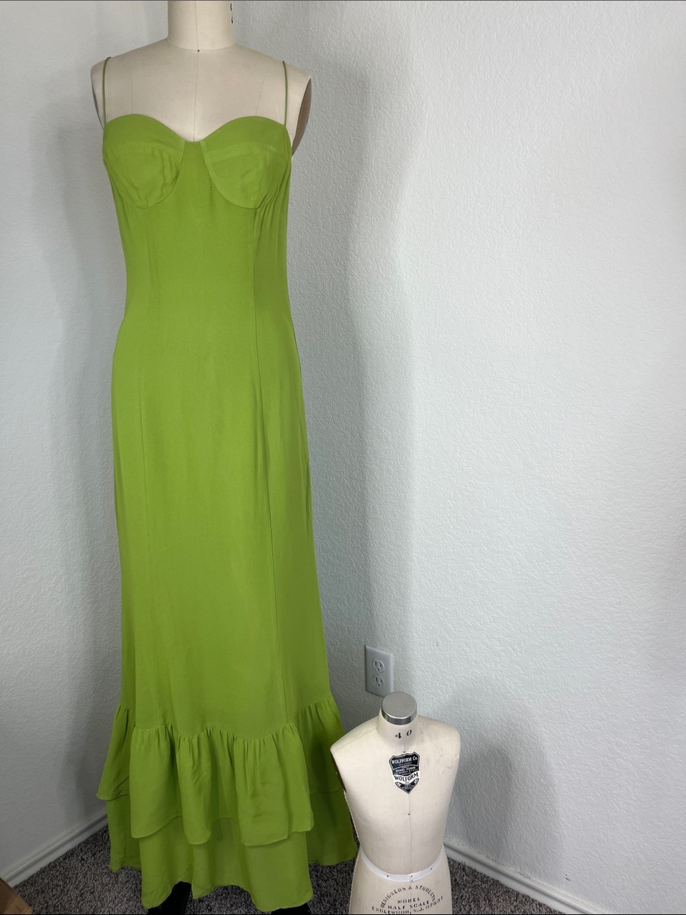Reformation Fallon Dress in Avocado Green